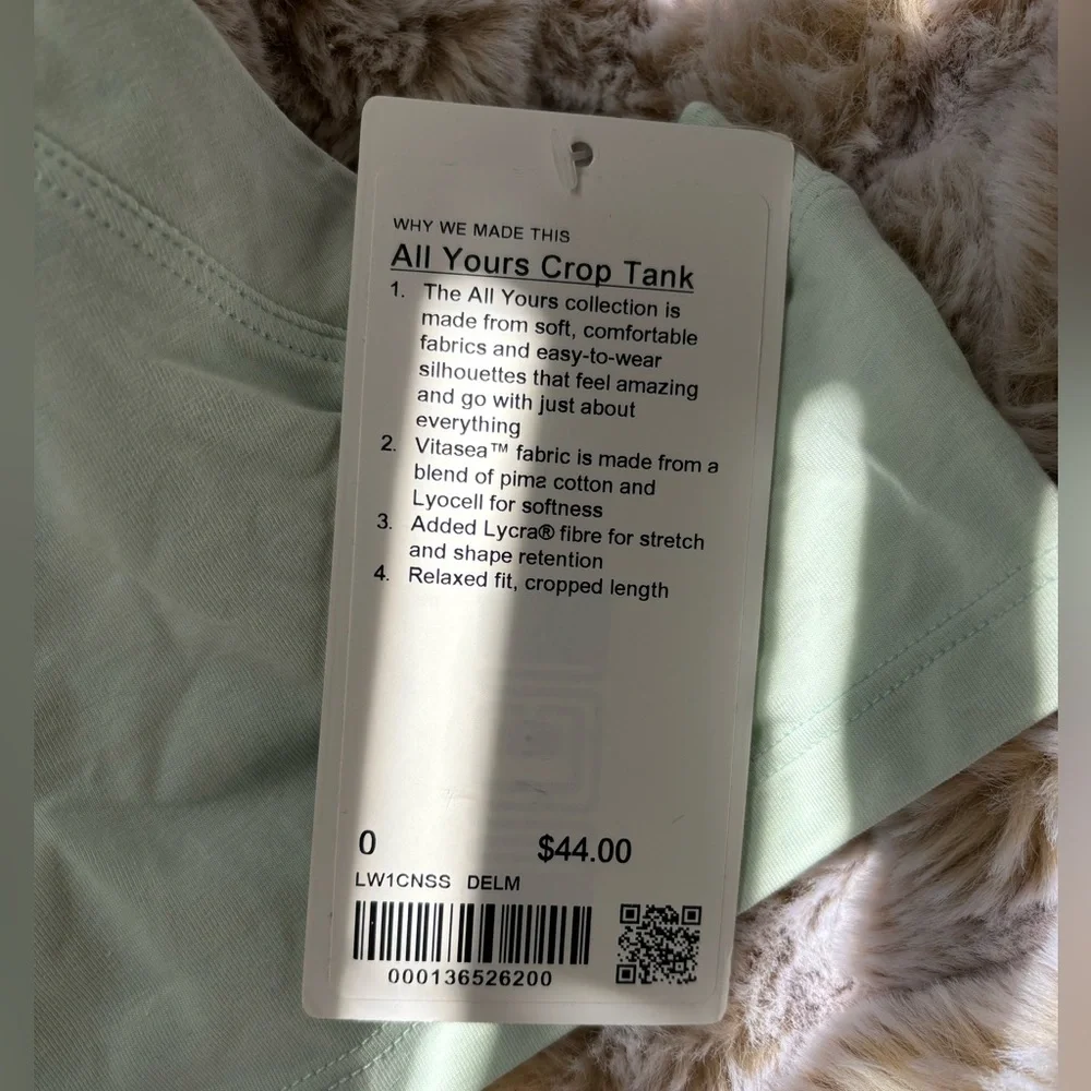 Lululemon All Yours Crop Tank in Delicate Mint - Picture 4 of 4